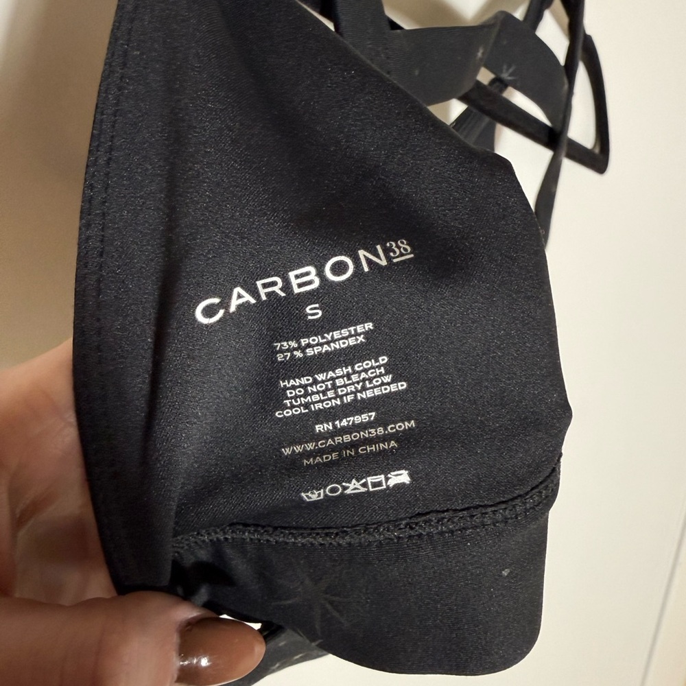 NWT Carbon38 Black Nova Star Print Sports Bra - Picture 7 of 8